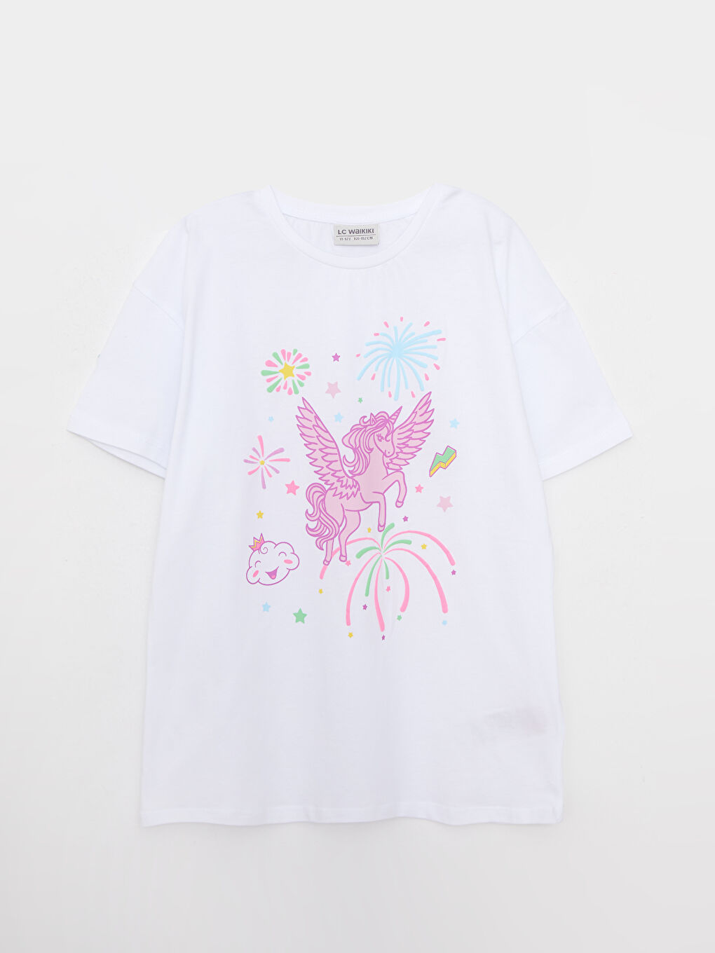 Crew Neck Printed Short Sleeve Girls' T-Shirt and Shorts-1