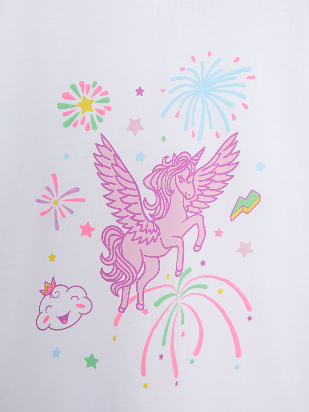 Crew Neck Printed Short Sleeve Girls' T-Shirt and Shorts-3