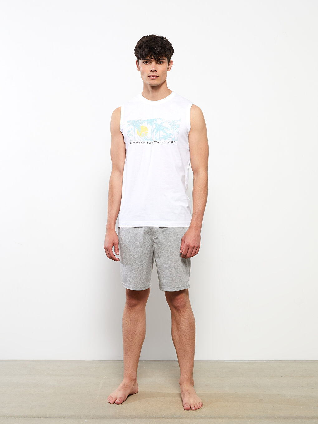 Gri Slim Fit Erkek Pijama Alt Şort