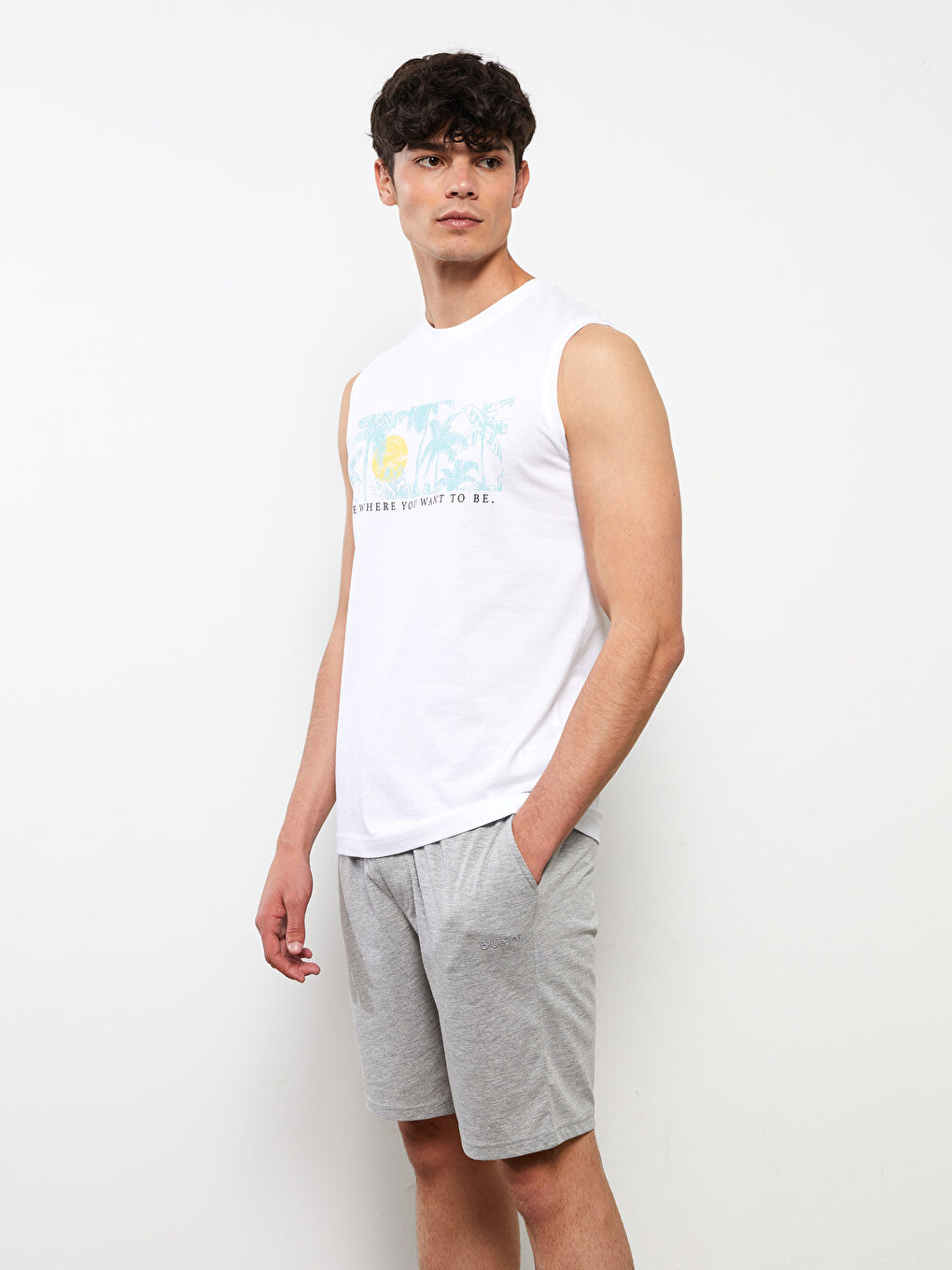 Gri Slim Fit Erkek Pijama Alt Şort-1