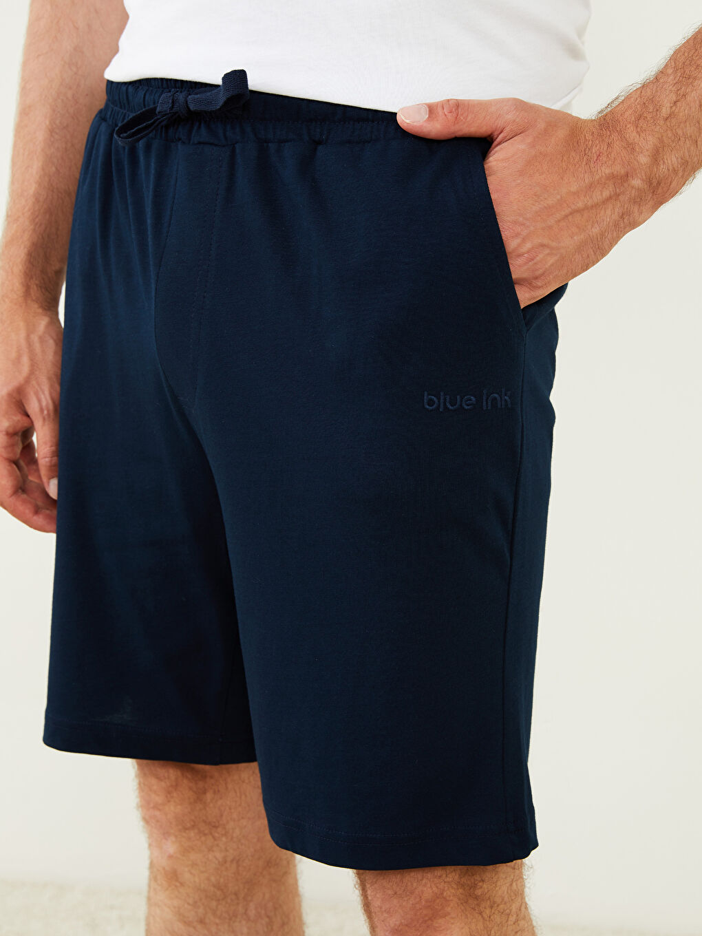 Lacivert Slim Fit Erkek Pijama Alt Şort-2