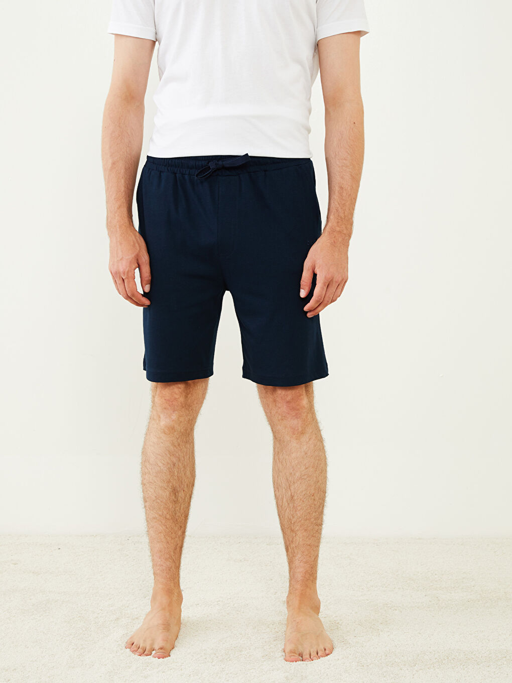 Lacivert Slim Fit Erkek Pijama Alt Şort-3