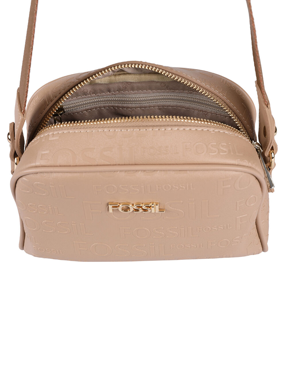 Kahverengi Fossil Desenli Kadın Çapraz Çanta-3