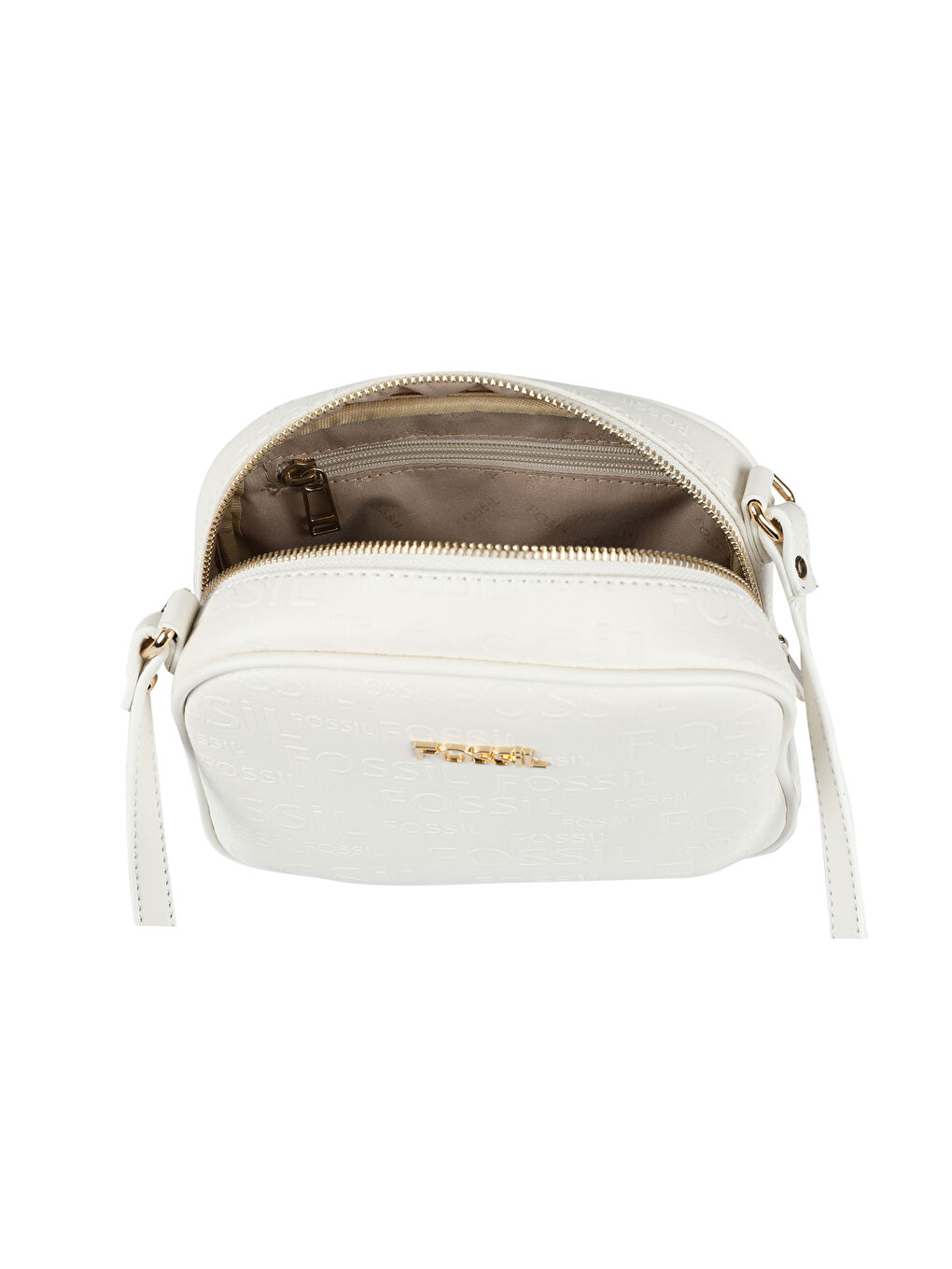 Beyaz Fossil Desenli Kadın Çapraz Çanta-3