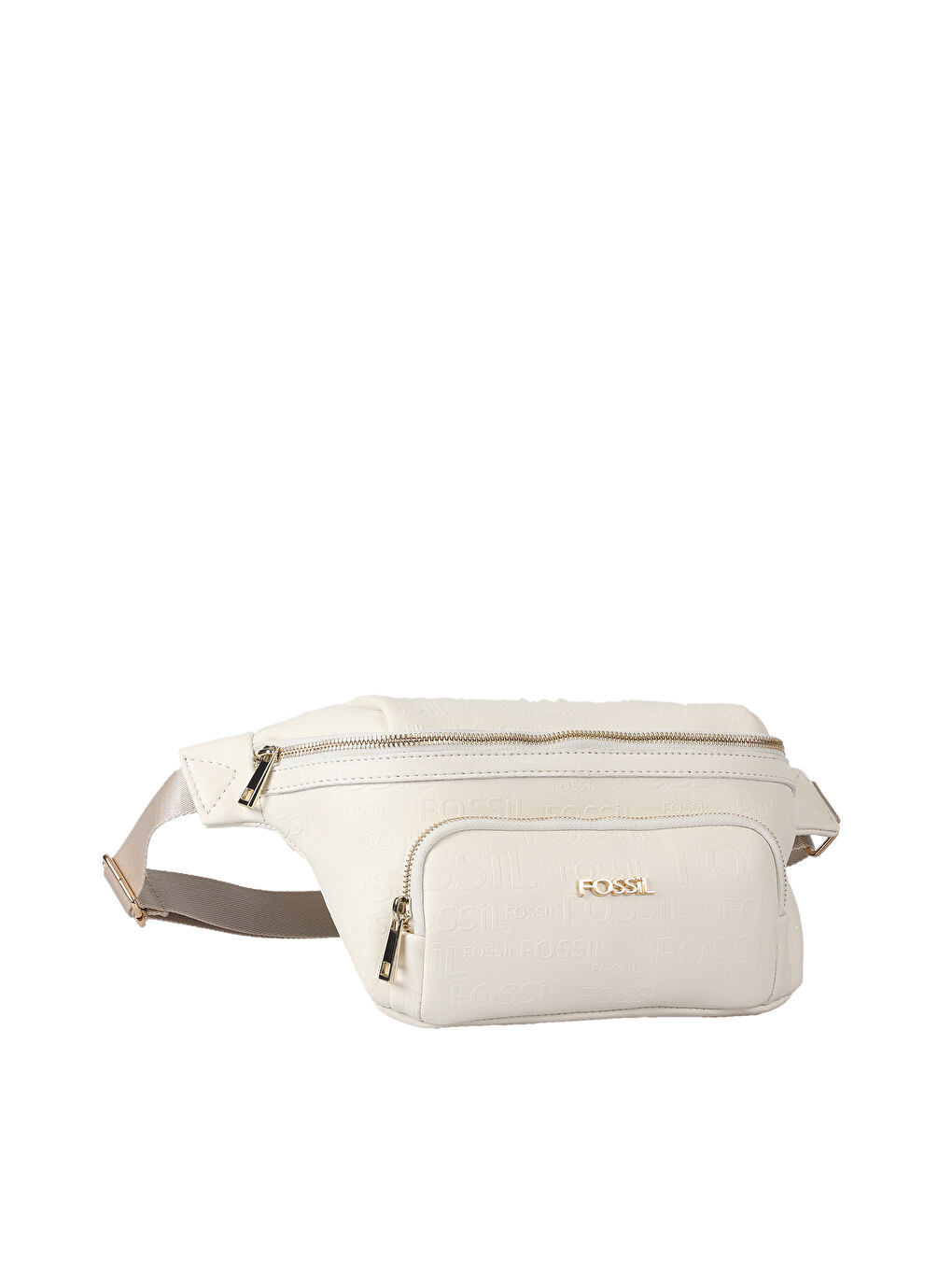 Beyaz Fossil Baskılı Kadın Bel Çantası-1