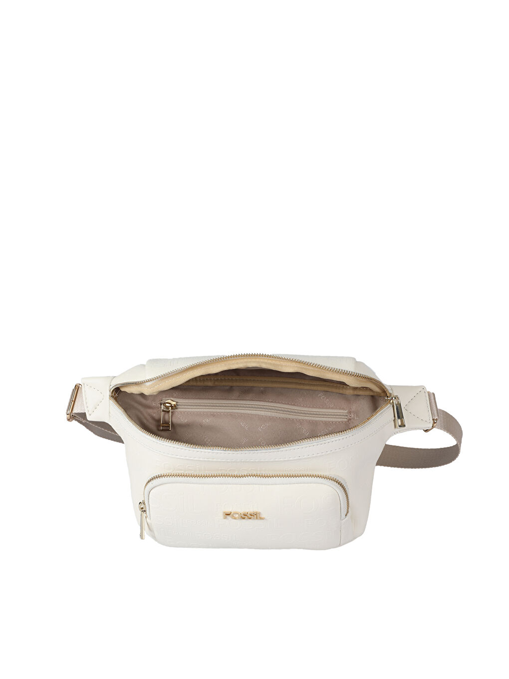 Beyaz Fossil Baskılı Kadın Bel Çantası-3