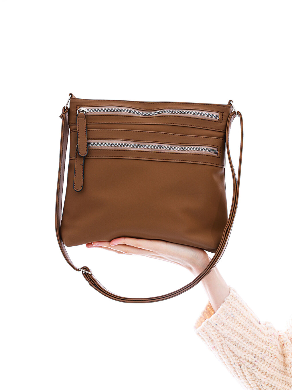 Kahverengi Zincir Detaylı Kadın Çapraz Çantası-4