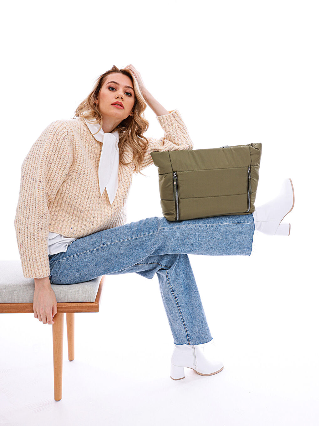 Haki Kadın Omuz Çantası-4