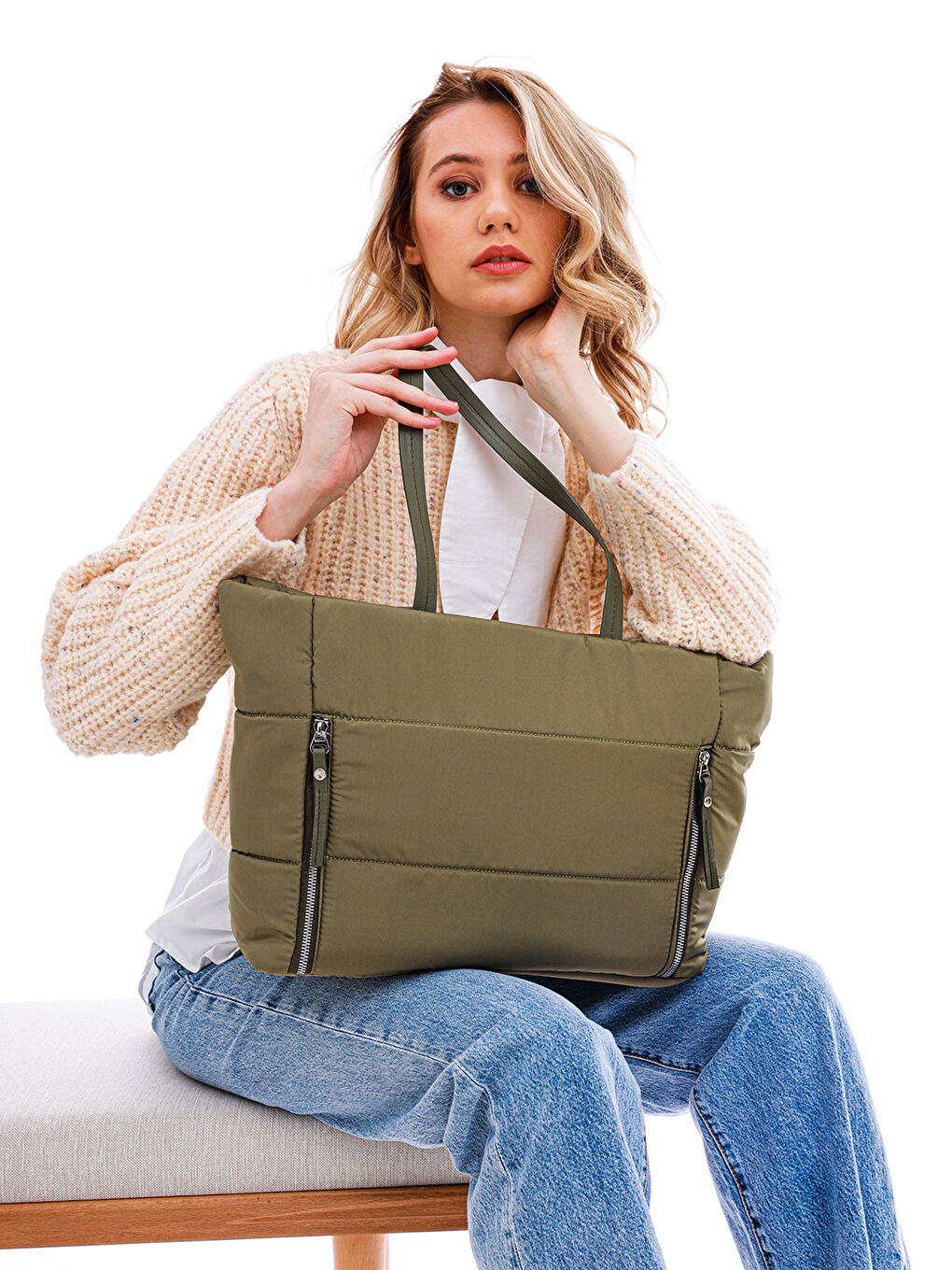 Haki Kadın Omuz Çantası-5