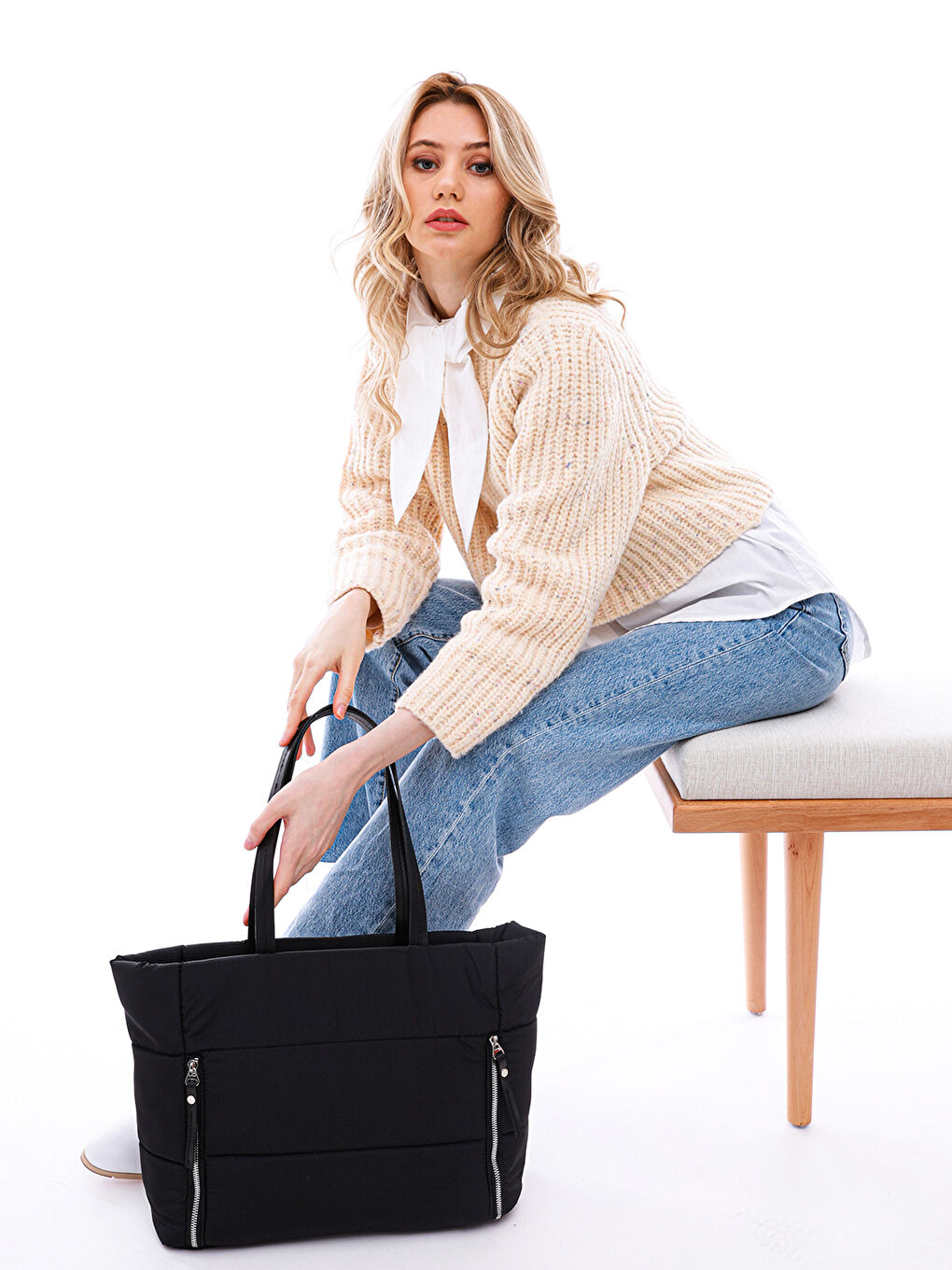 Siyah Kadın Omuz Çantası-5