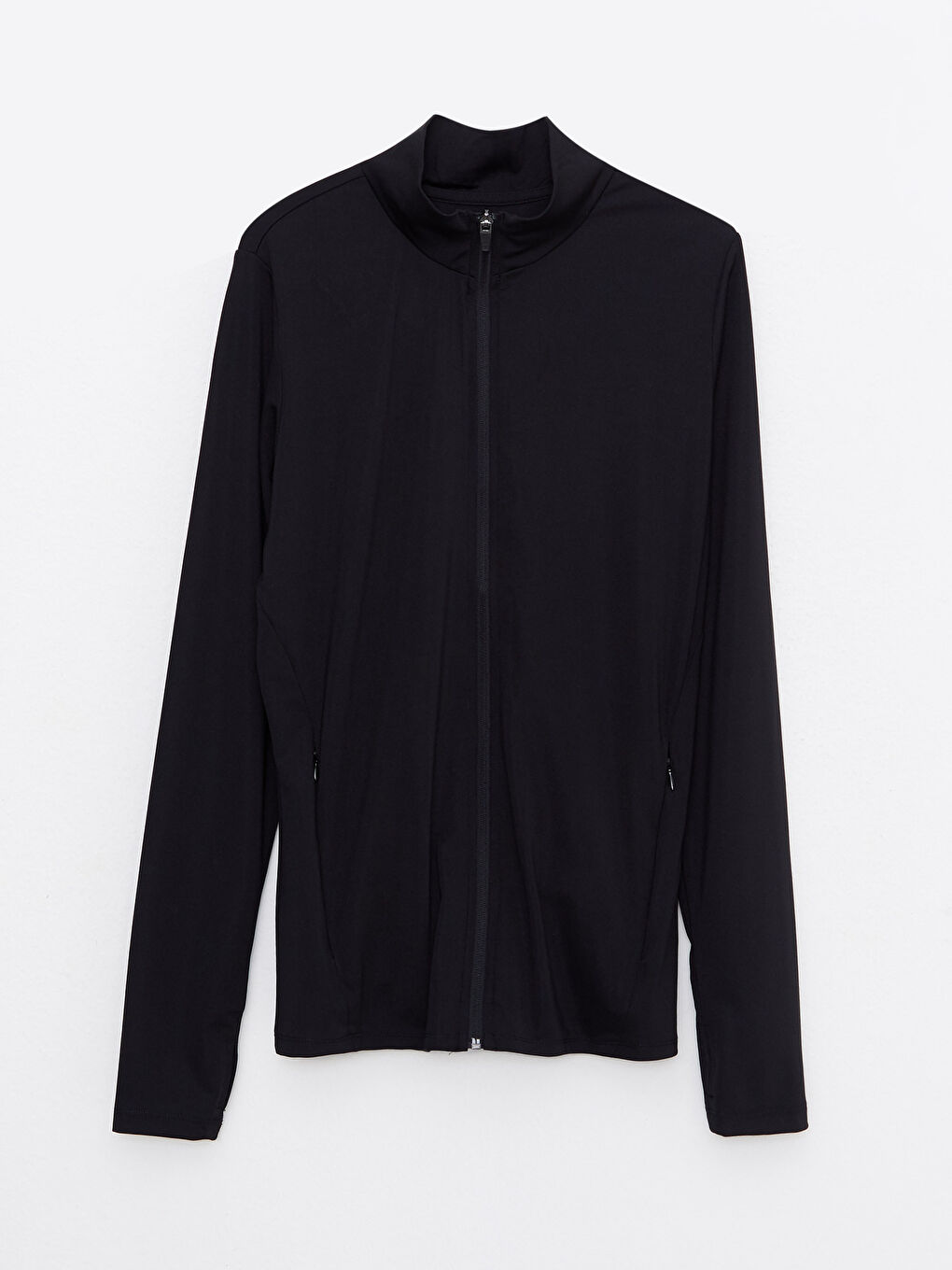 Siyah Dik Yaka Baskılı Uzun Kollu Kadın Outdoor Spor Hırka-5