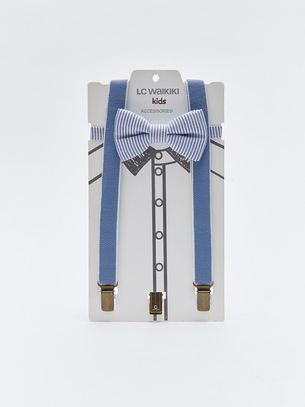 ربطة عنق للأولاد مُخَطَّطة مع حمالات