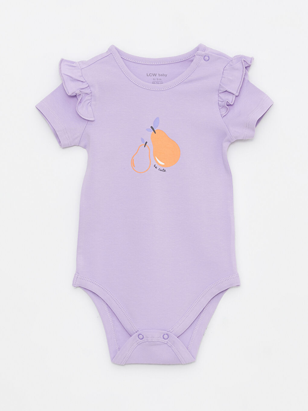 Lila Bisiklet Yaka Kısa Kollu Baskılı Kız Bebek Çıtçıtlı Body ve Şort 2'li Takım-1