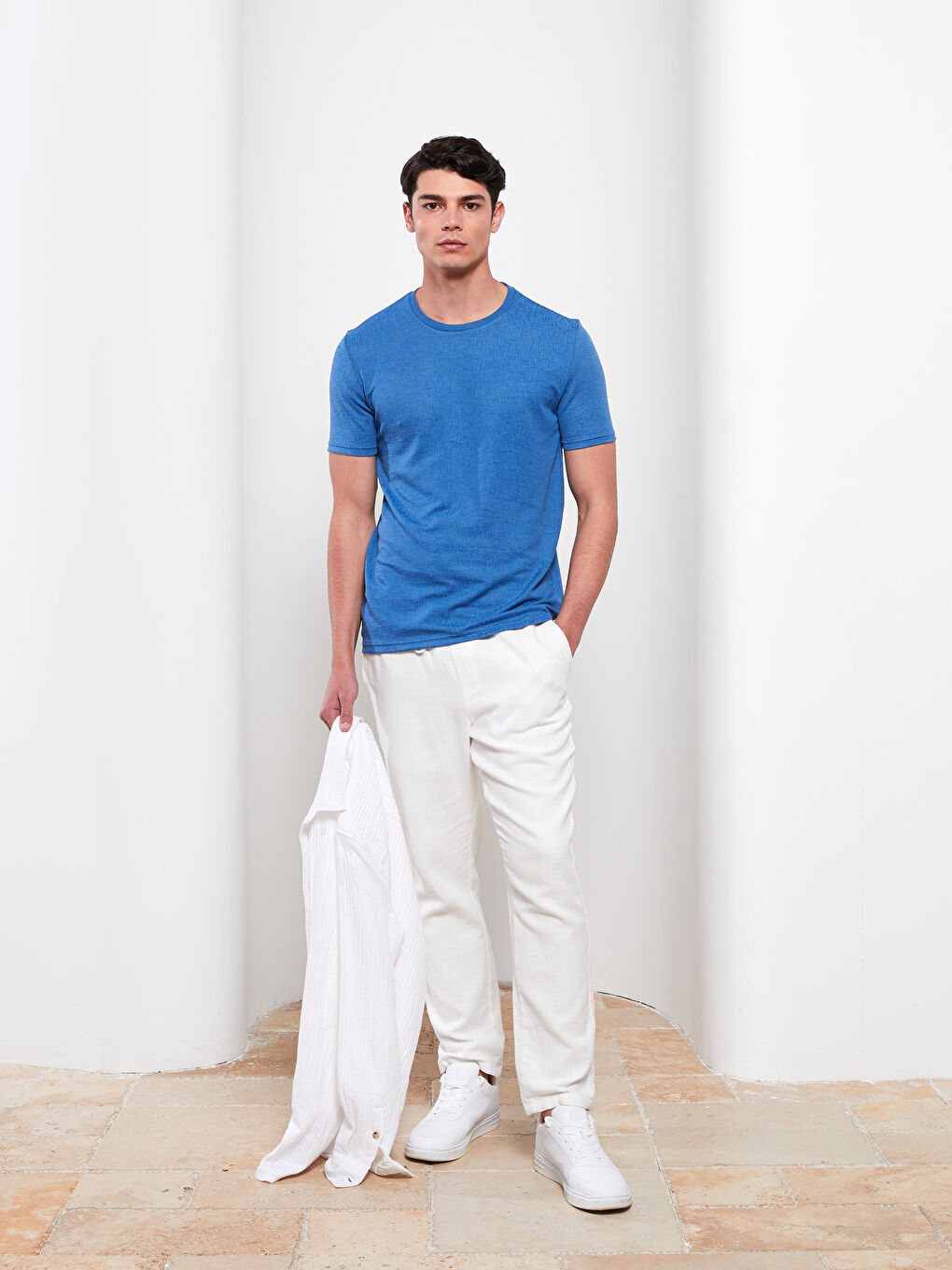 Mavi Bisiklet Yaka Kısa Kollu Erkek Tişört