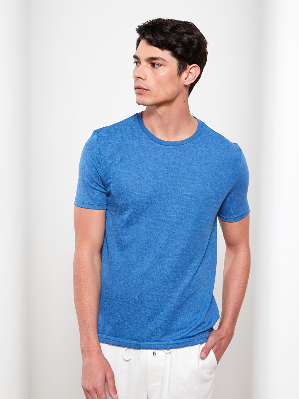 Mavi Bisiklet Yaka Kısa Kollu Erkek Tişört-2