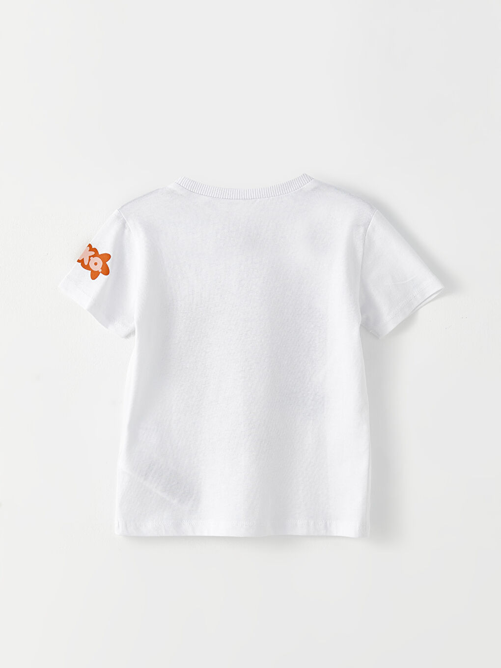 Beyaz Bisiklet Yaka Kısa Kollu Briko Baskılı  Pamuklu Erkek Bebek Tişört-1