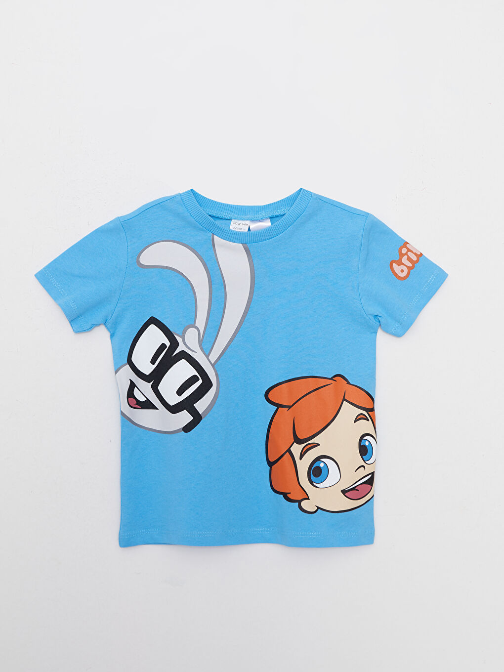 Mavi Bisiklet Yaka Kısa Kollu Briko Baskılı  Pamuklu Erkek Bebek Tişört