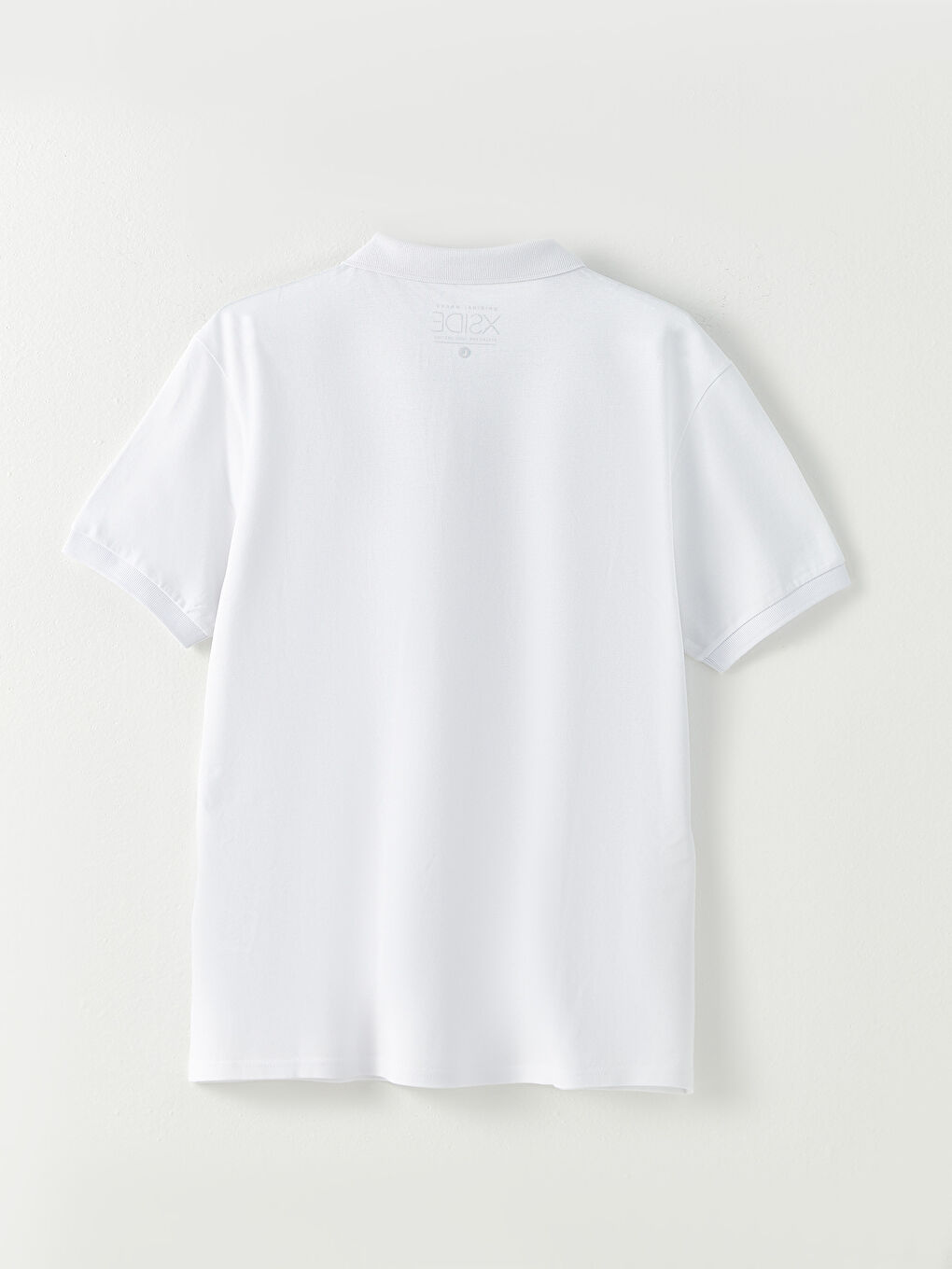 Beyaz Polo Yaka Kısa Kollu Erkek Tişört-1