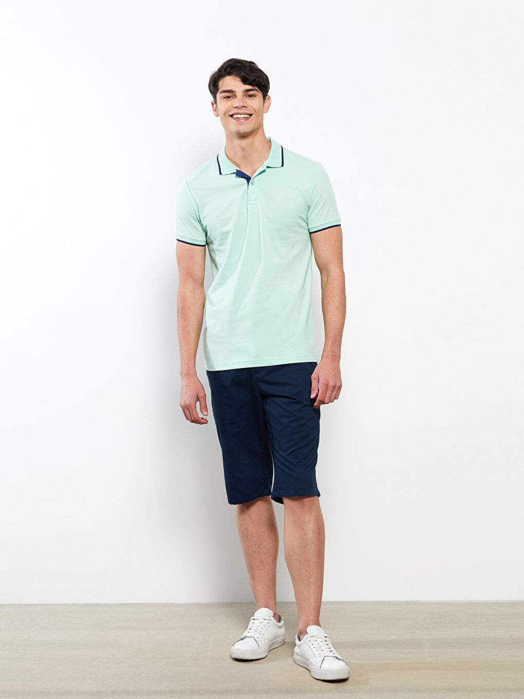 Polo Neck Short Sleeve Pique Men's T-Shirt-1