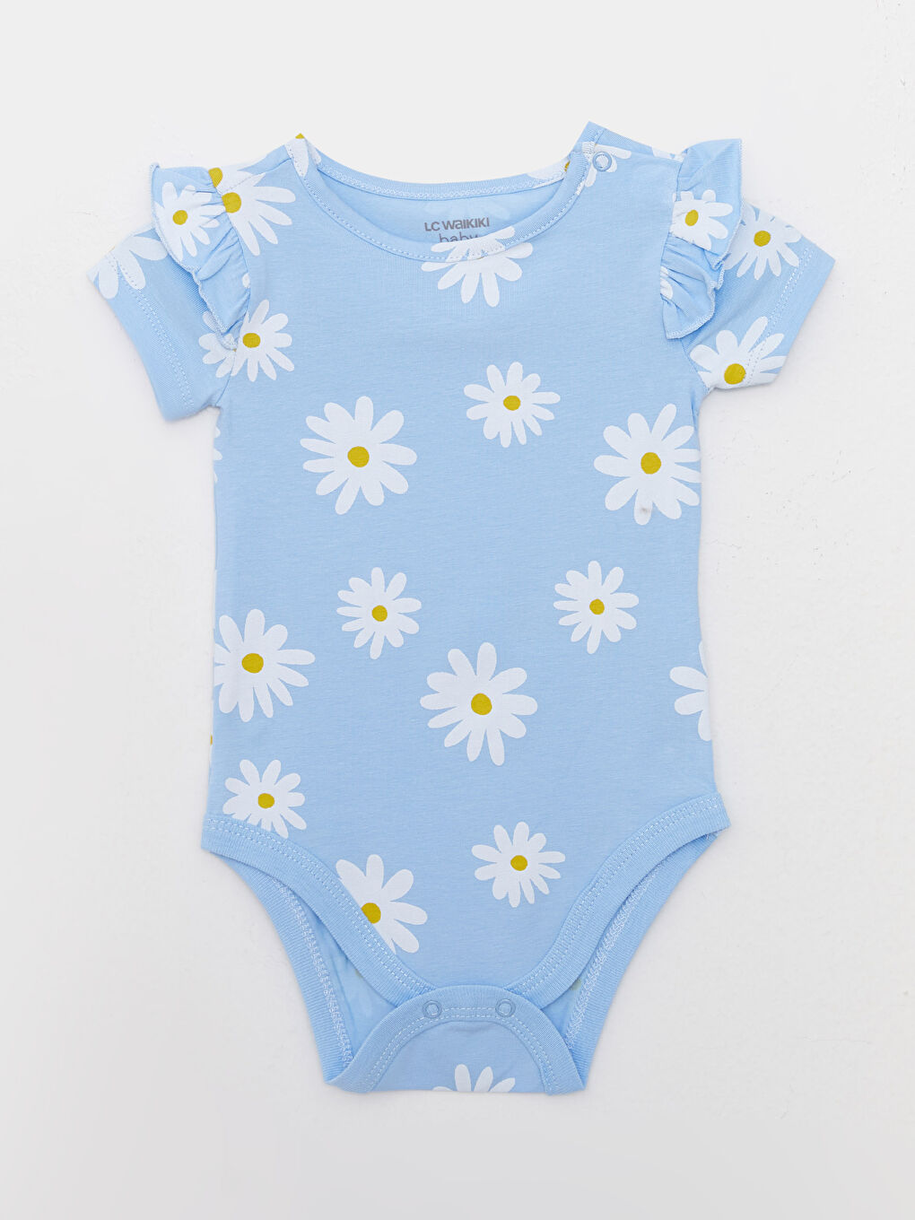 طقم قطعتين بنطال وجسم بسناب للبنات الرضع مطبوع بأكمام قصيرة ورقبة دائرية-1