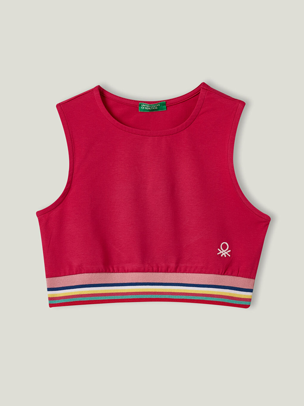 Pembe Bisiklet Yaka Nakış Detaylı Pamuklu Kız Çocuk Atlet