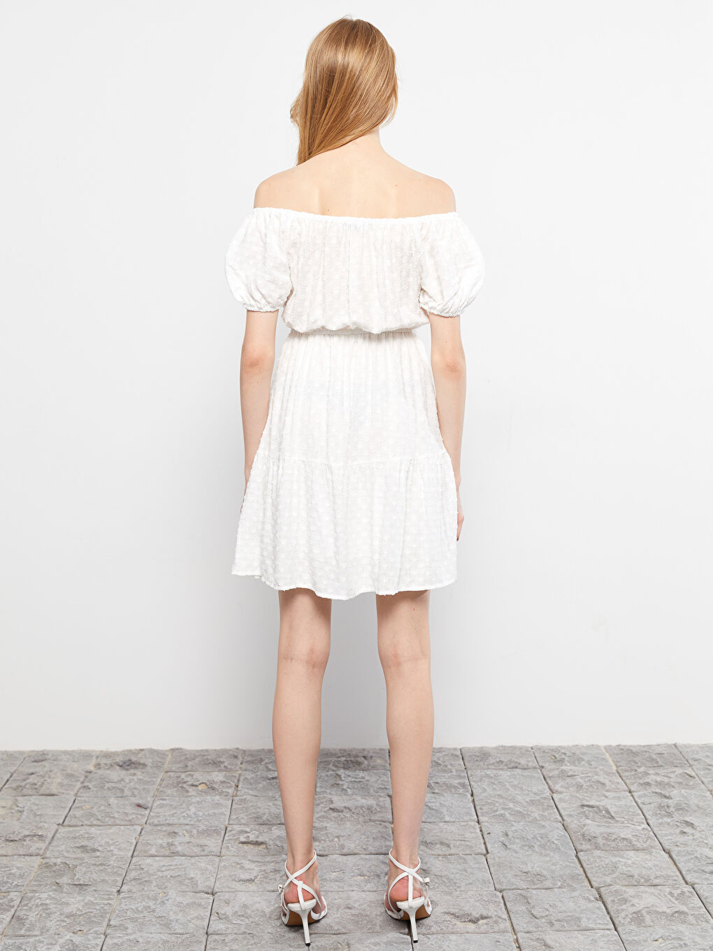 Boat Collar Embroidered Short Sleeve Women's Dress -S2LC84Z8-FEX