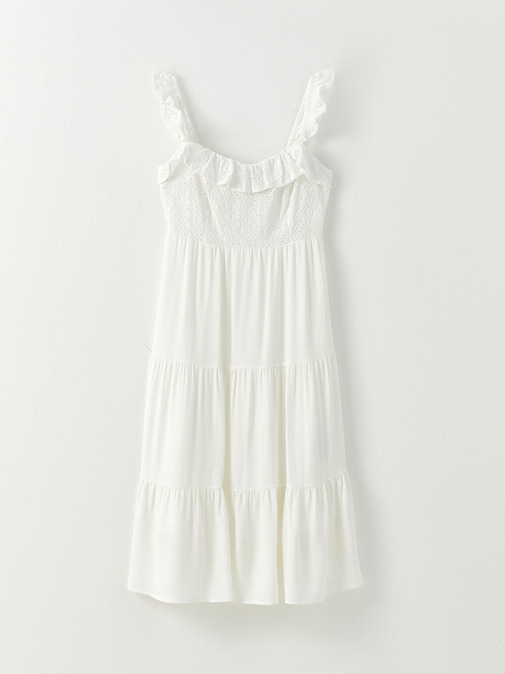 Heart Collar Embroidered Strap Crinkle Women's Dress-6