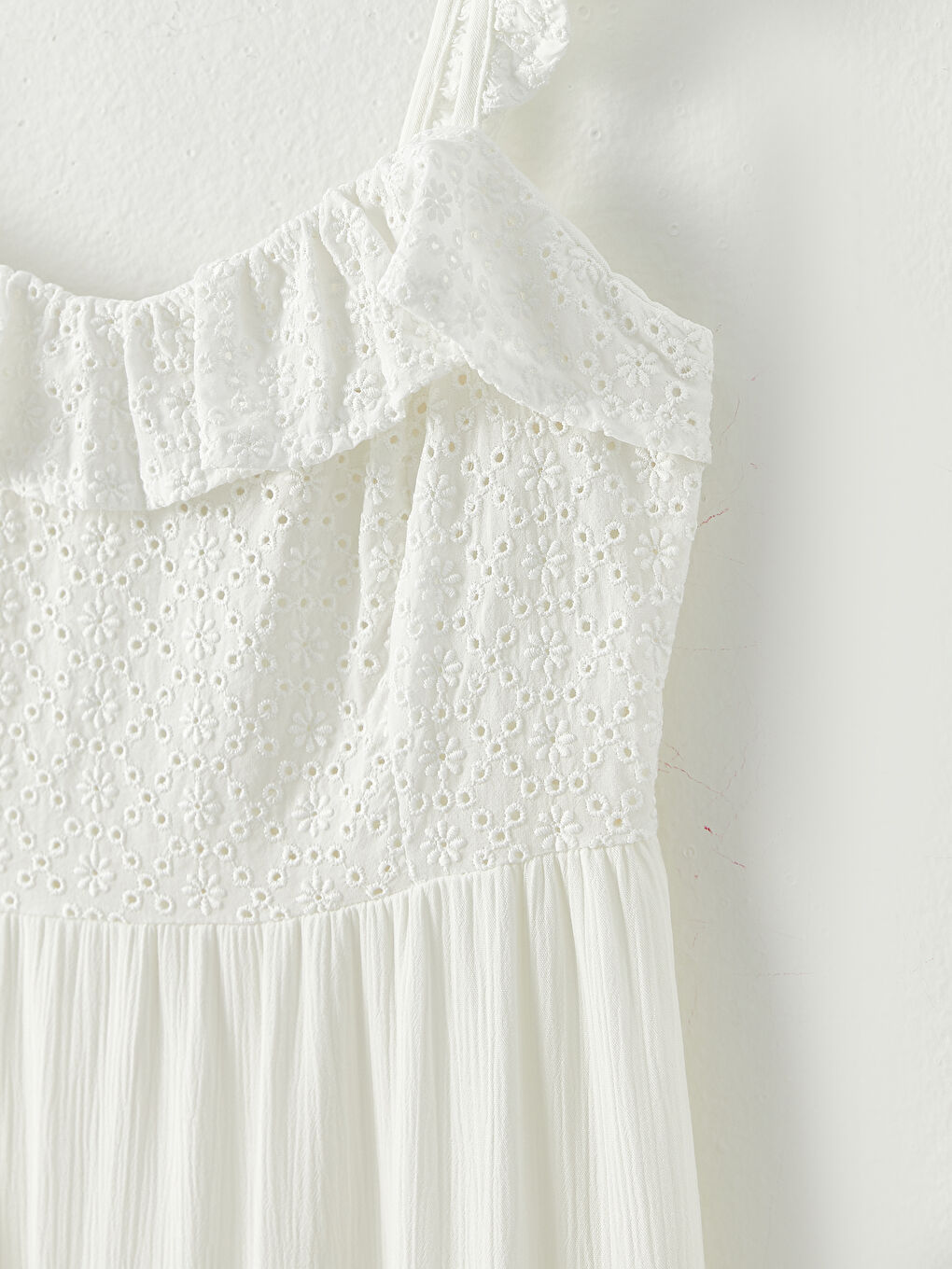 Heart Collar Embroidered Strap Crinkle Women's Dress-8