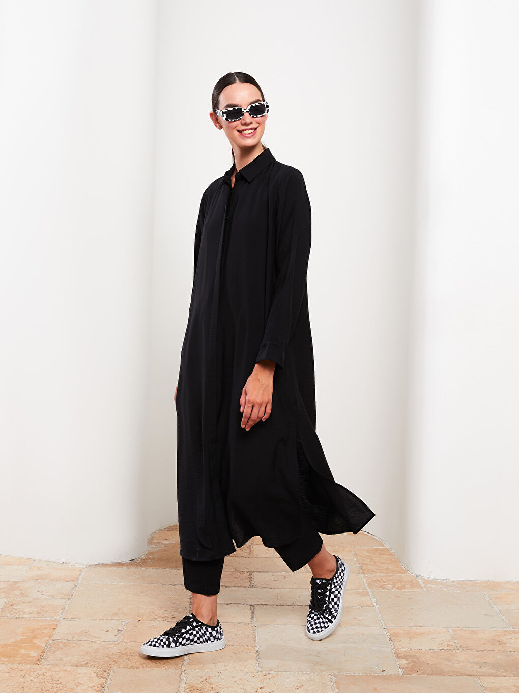 Karışık Düz Uzun Kollu Kadın Gömlek Tunik