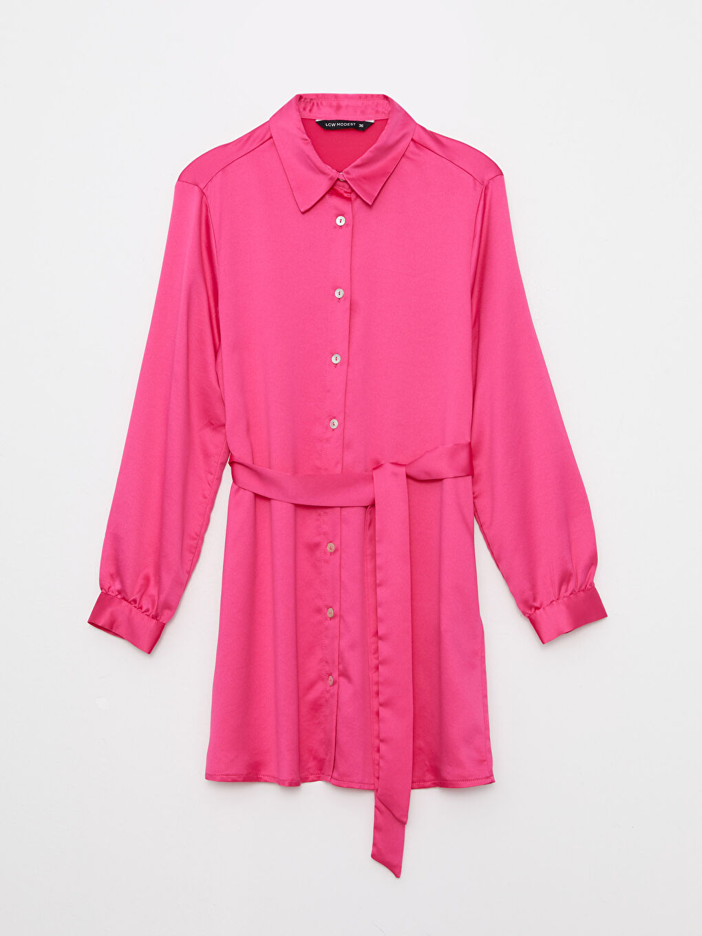 Plain Long Sleeve Satin Women's Shirt Tunic-6