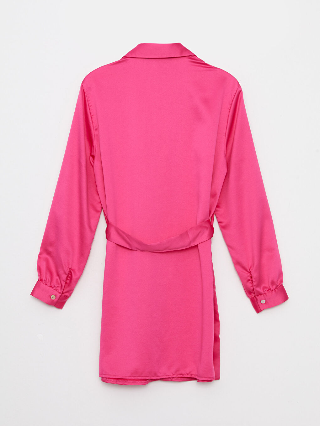 Plain Long Sleeve Satin Women's Shirt Tunic-7