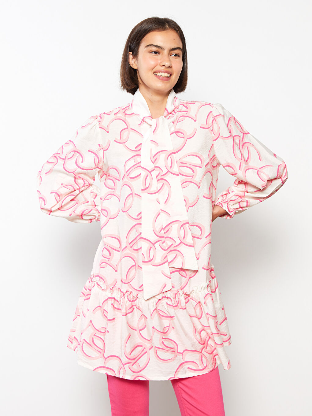 Узорчатая Женская Рубашка-Туника-1