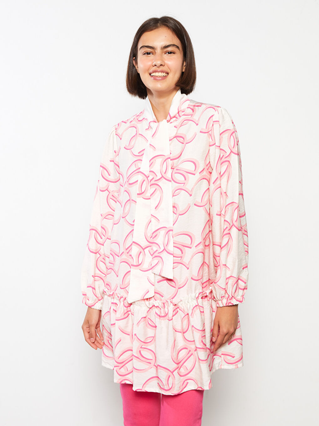 Узорчатая Женская Рубашка-Туника-2