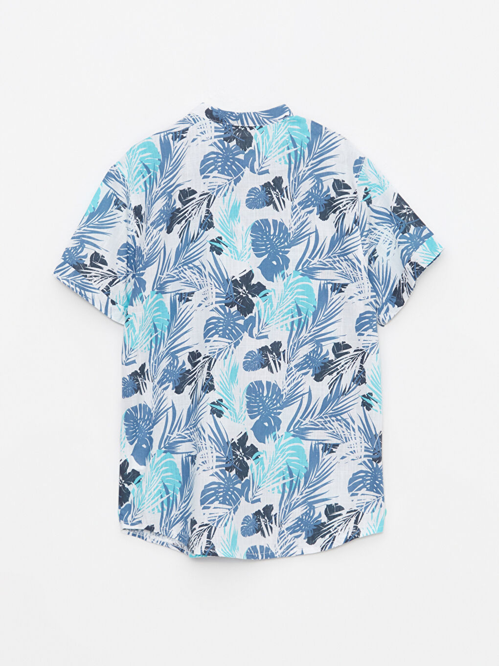 Lacivert Hakim Yaka Desenli Kısa Kollu Pamuklu Erkek Çocuk Gömlek-1