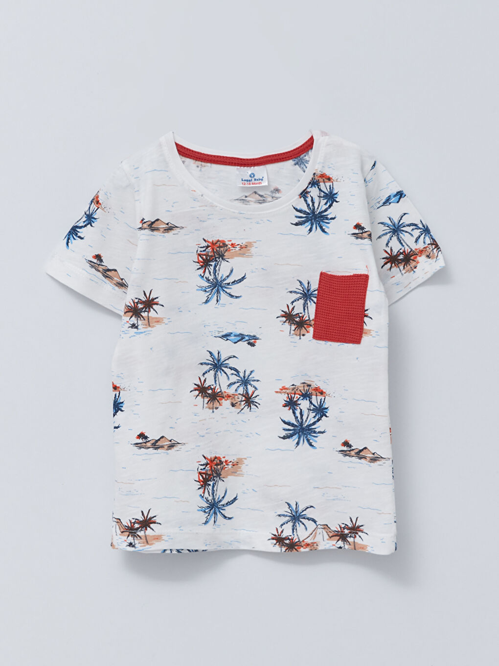 Kırmızı Bisiklet Yaka Baskılı Erkek Bebek Tişört ve Şort 2'li Takım-1