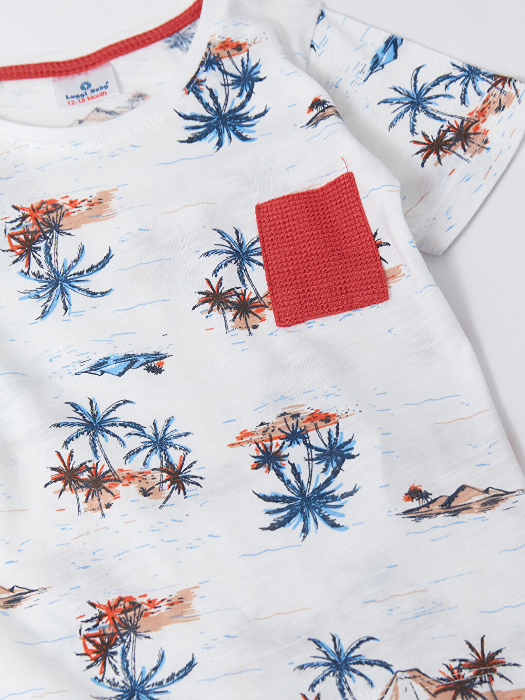 Kırmızı Bisiklet Yaka Baskılı Erkek Bebek Tişört ve Şort 2'li Takım-5