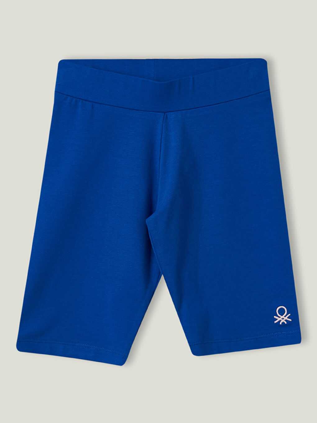 Mavi Beli Lastikli Nakış Detaylı Pamuklu Kız Çocuk Kısa Tayt