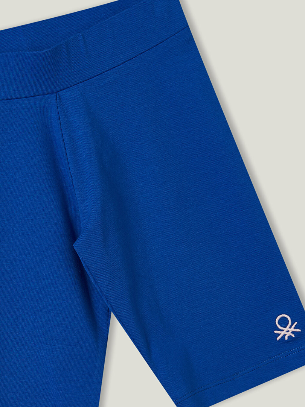 Mavi Beli Lastikli Nakış Detaylı Pamuklu Kız Çocuk Kısa Tayt-1