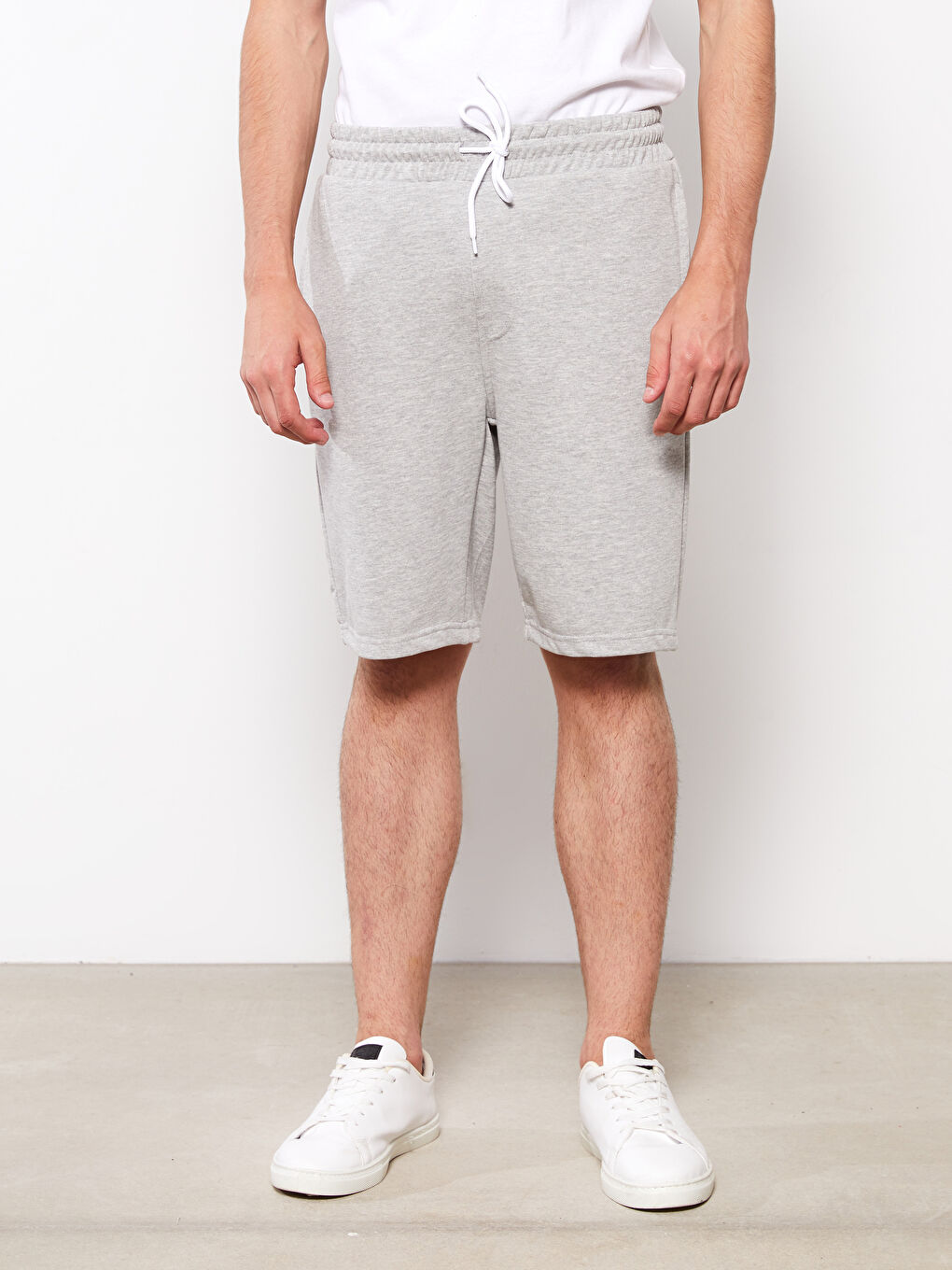 Gri Standart Kalıp Örme Erkek Şort-2