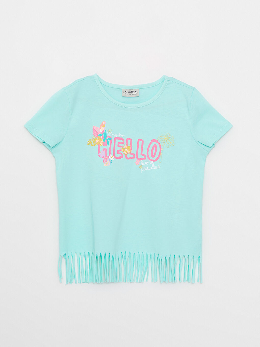 Crew Neck Printed Short Sleeve Cotton Girl T-shirt