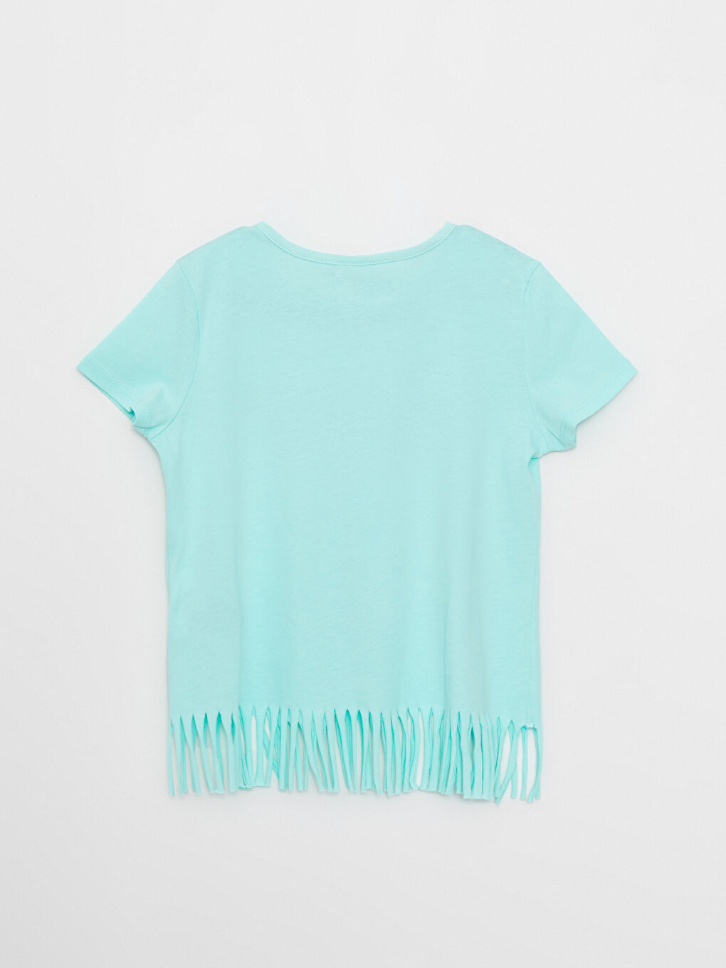 Crew Neck Printed Short Sleeve Cotton Girl T-shirt-1