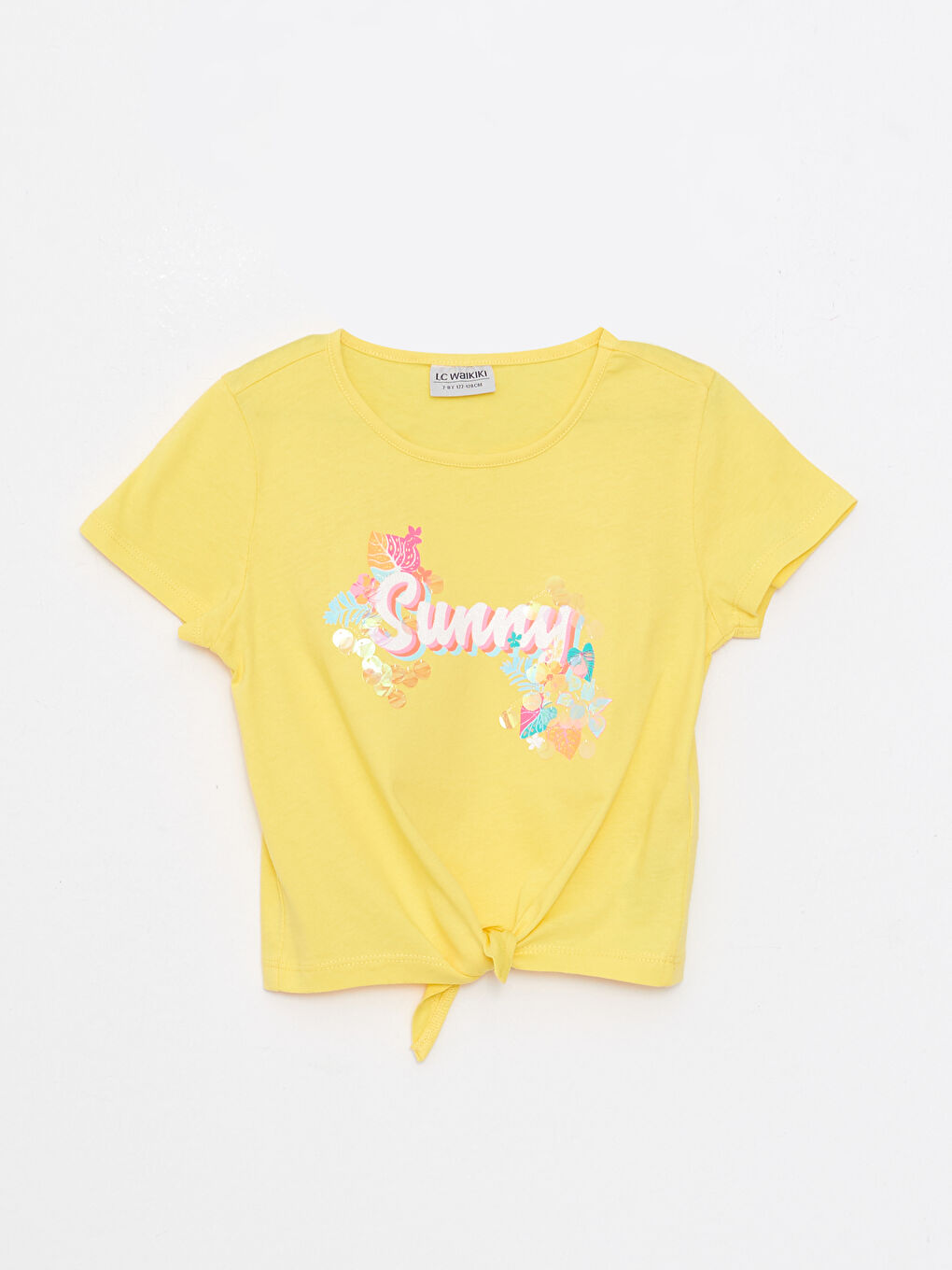 Хлопковая футболка с короткими рукавами, с круглым вырезом и принтом для девочек