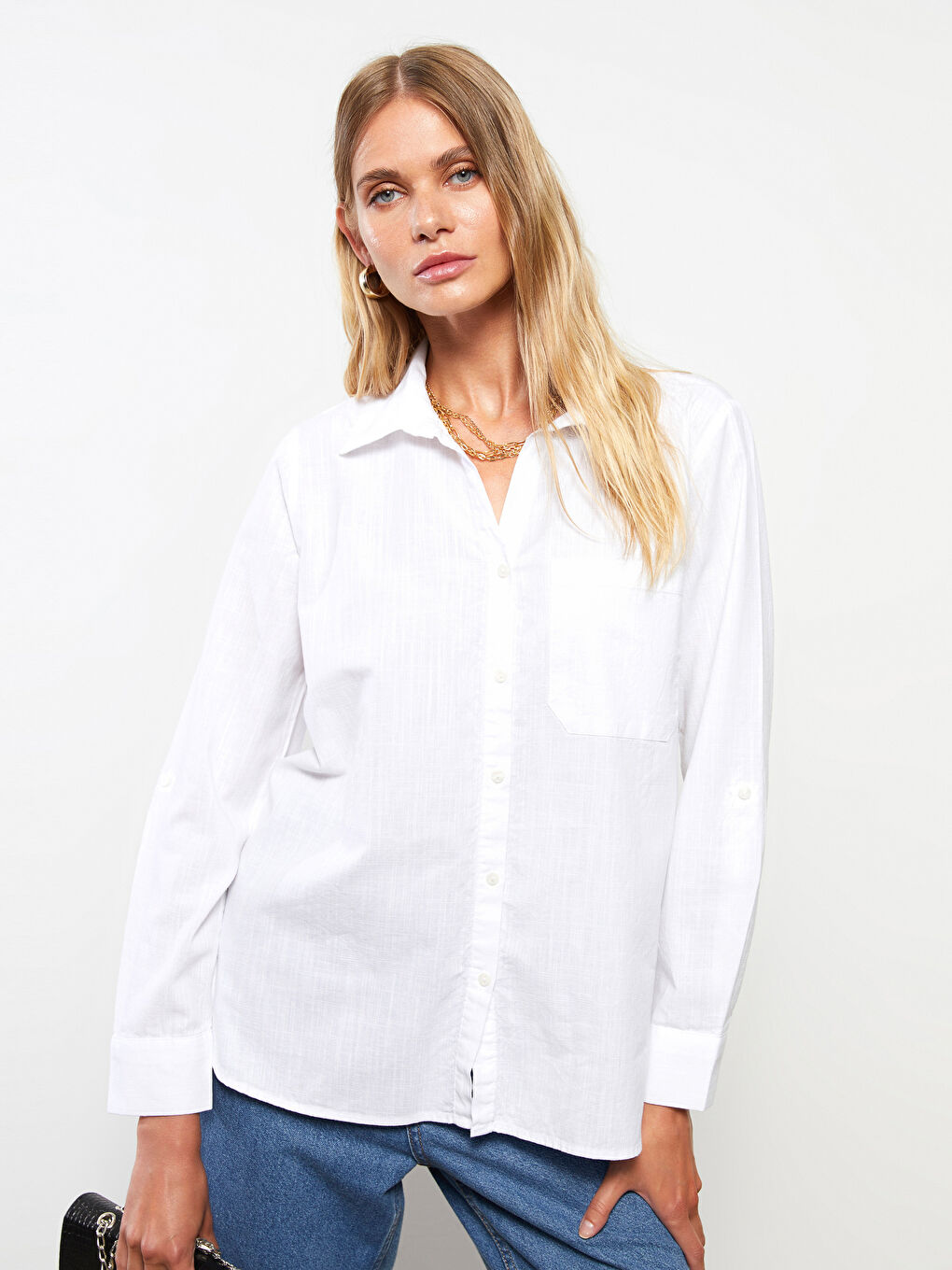 Buttoned Regular Long Sleeve Cotton Women's Shirt