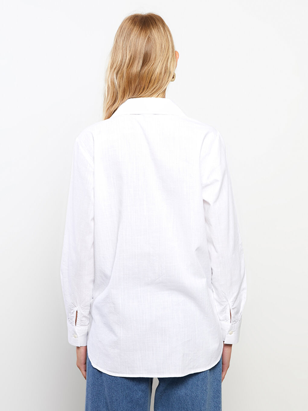 Buttoned Regular Long Sleeve Cotton Women's Shirt-4