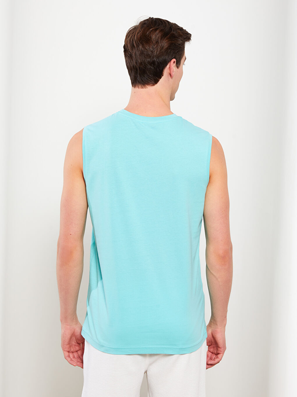 Yeşil Bisiklet Yaka Baskılı Erkek Kolsuz Tişört-4