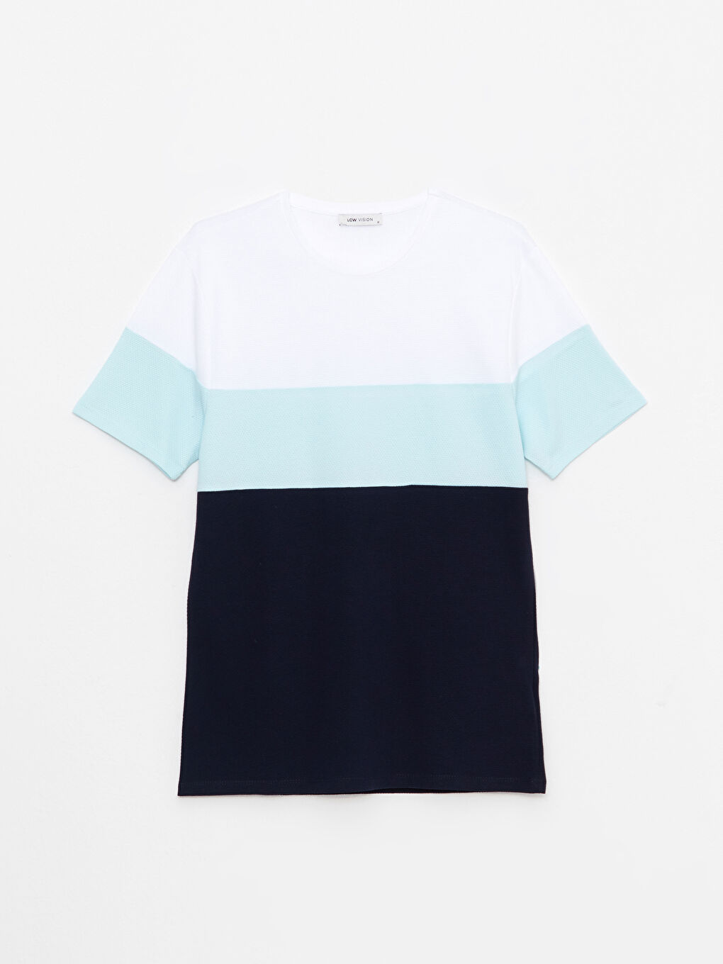 Turkuaz Bisiklet Yaka Kısa Kollu Renk Bloklu Pike Erkek Tişört-5