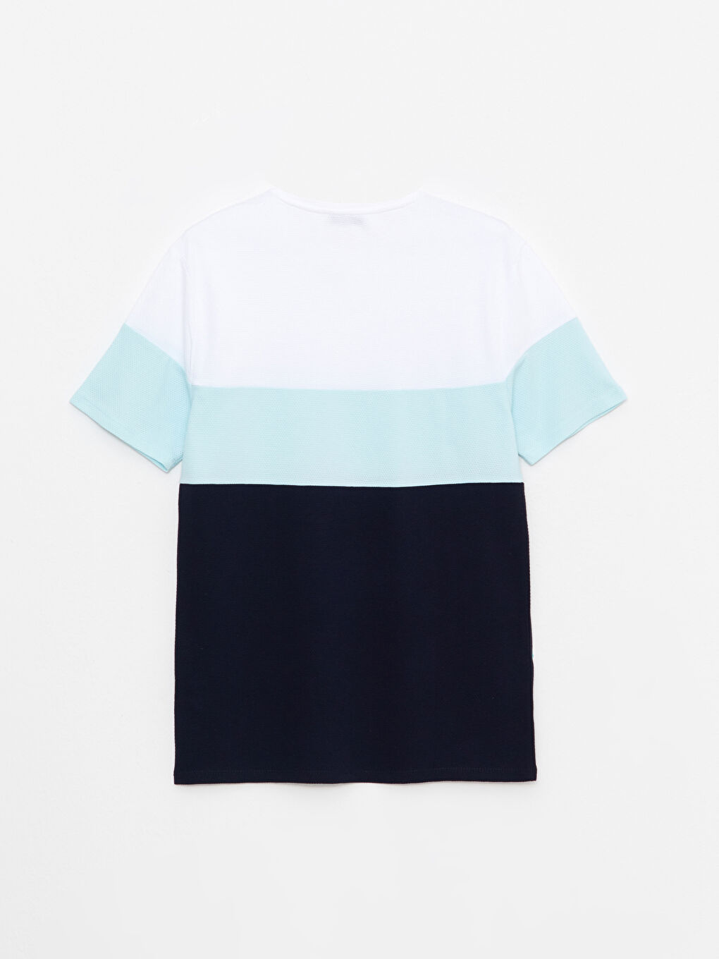 Turkuaz Bisiklet Yaka Kısa Kollu Renk Bloklu Pike Erkek Tişört-6