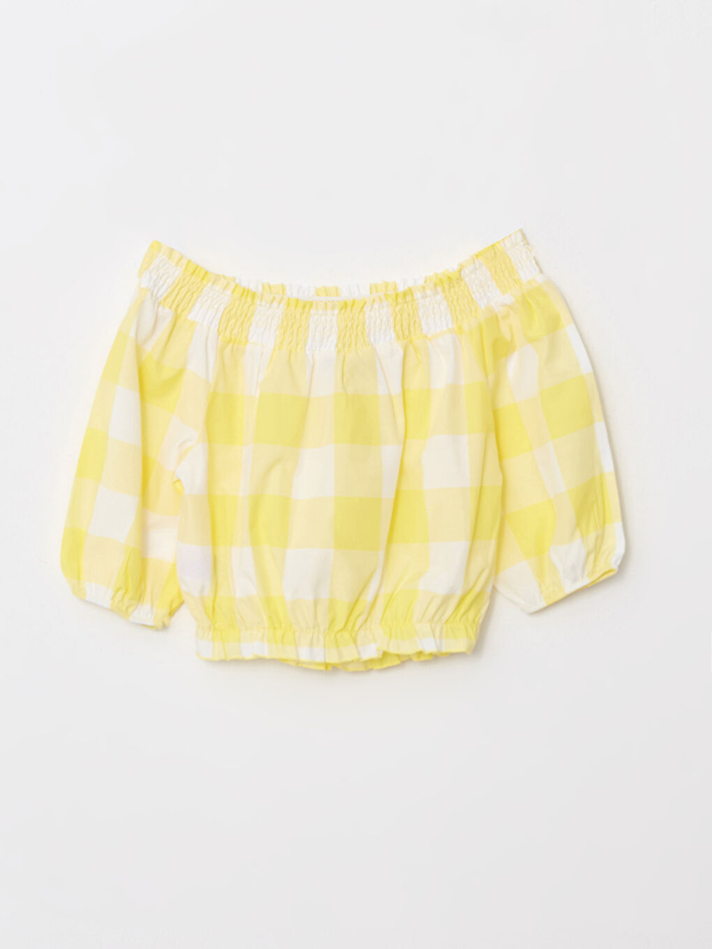 Boat Collar Plaid Short Sleeve Poplin Women's Blouse-7