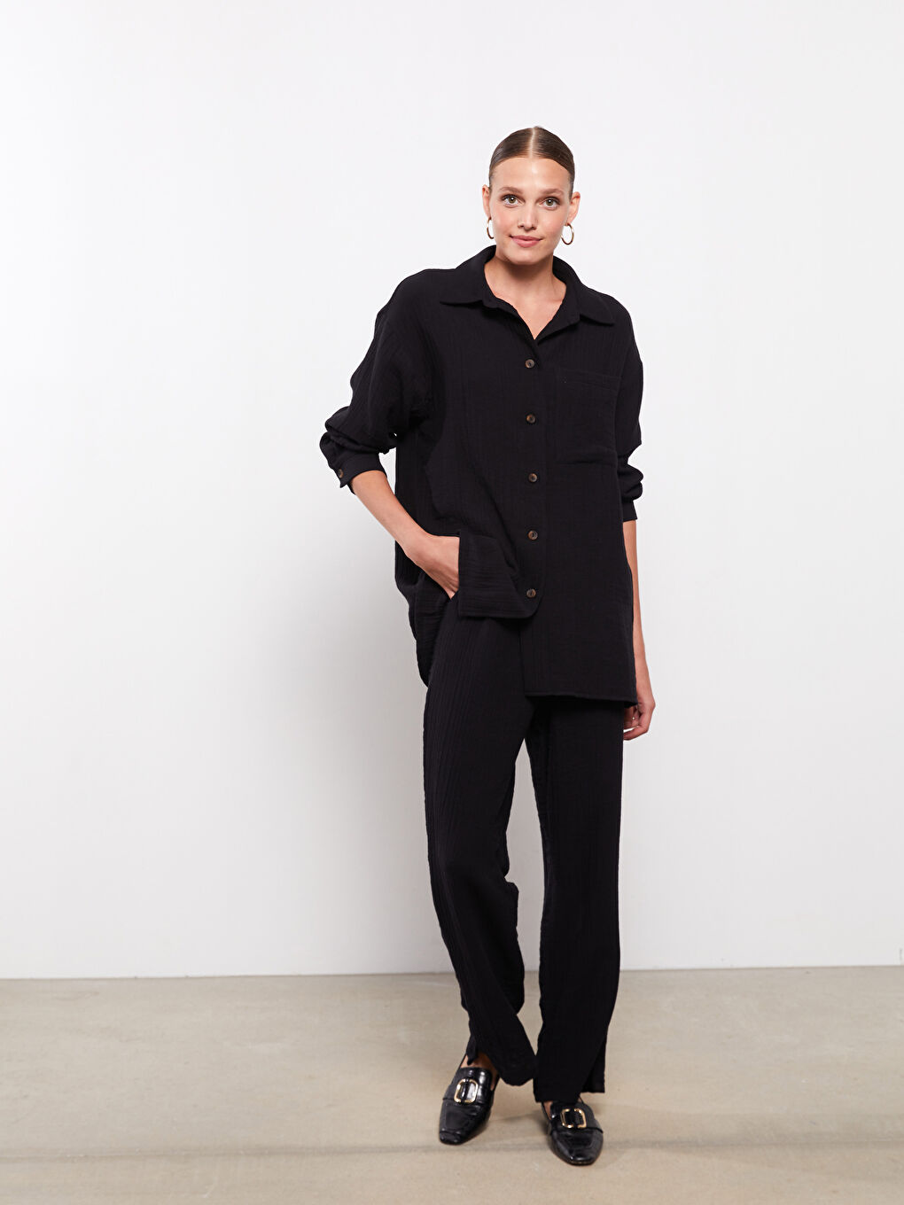 Plain Muslin Women's Shirt Tunic-1