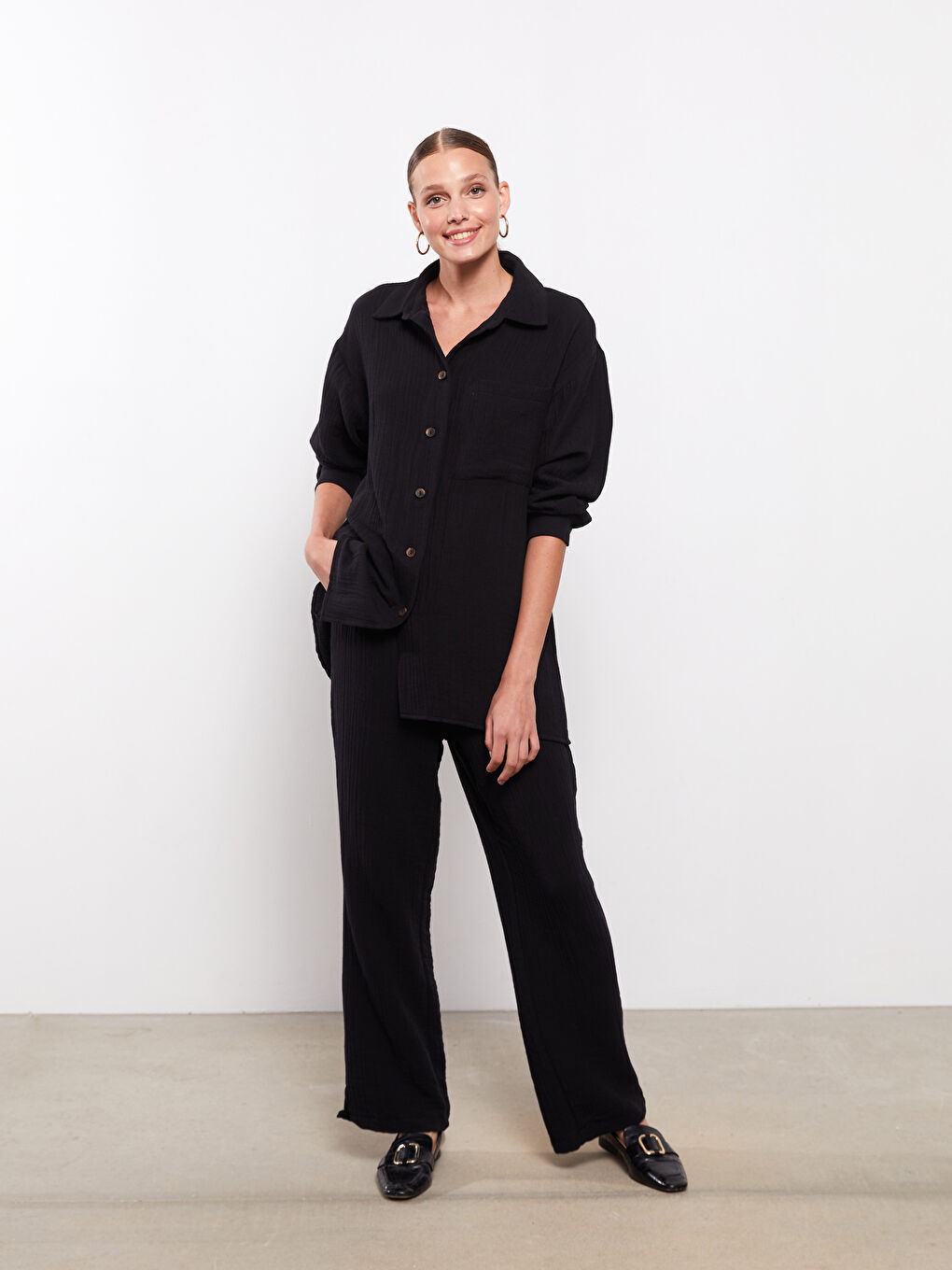 Plain Muslin Women's Shirt Tunic-2